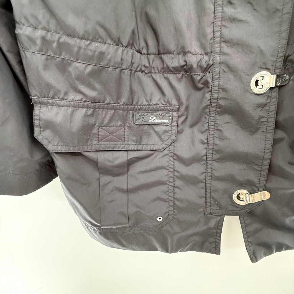 Lauren Ralph Lauren Hooded Utility Jacket Women's Medium Black Toggle Closure - Picture 2 of 11